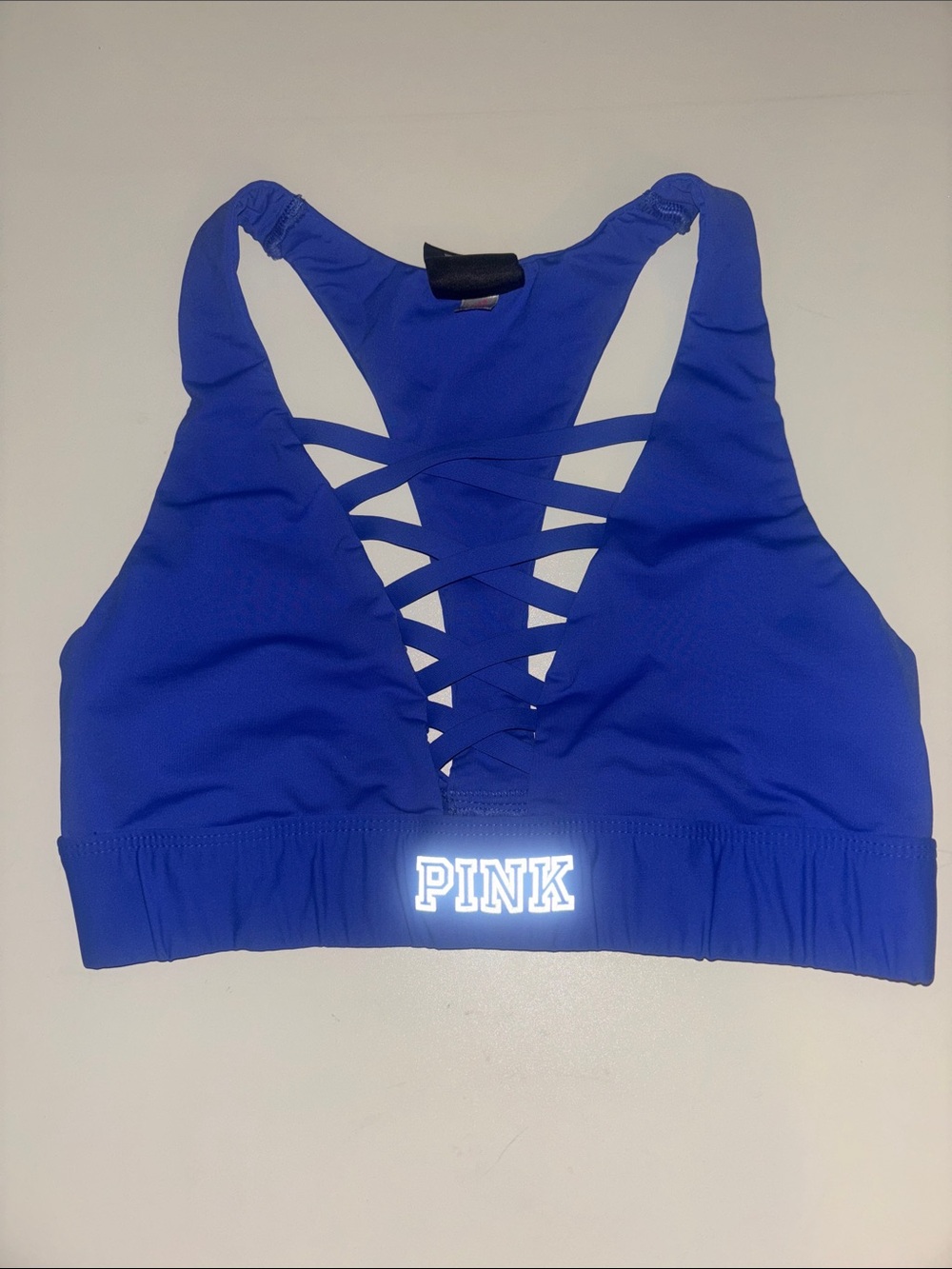 Women's Victoria Secret Ultimate PINK Strappy Sports Bra in Royal Blue Size Smal